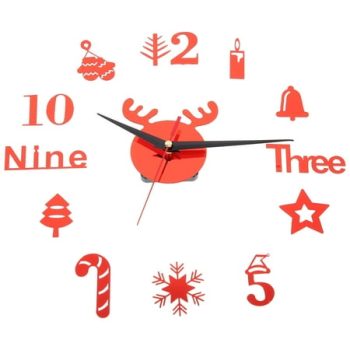 Christmas Acrylic Clock DIY Decorative Hanging Wall Clocks Frameless Xmas Holiday