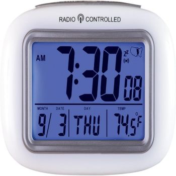 Collections Etc Cordless Atomic Digital Alarm Clock, White