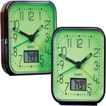 Collections Etc Glow in The Dark Alarm Clocks - 2 Pc, Black