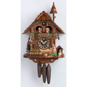 Cuckoo Clock Black forest house, turning mill-wheel HO 6777T