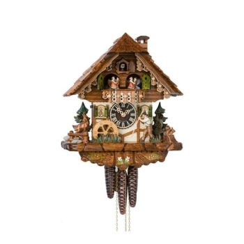 Cuckoo Clock Black Forest house with moving wanderer