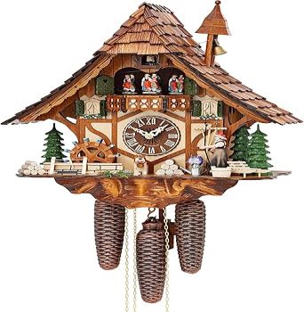 ISDD Cuckoo Clock Black Forest house with moving girl and mill wheel KA 3727/8 EX