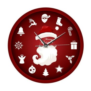 JeashCHAT Christmas Decorations Indoor Christmas Ornaments Holiday Decoration Gift Wall Clock Santa Claus Wall Clock Decoration Clock