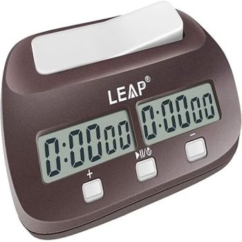 LEAP Chess Clock Digital Chess Timer Professional for Board Games Timer with Alarm Function (Official Store) Brownish Red