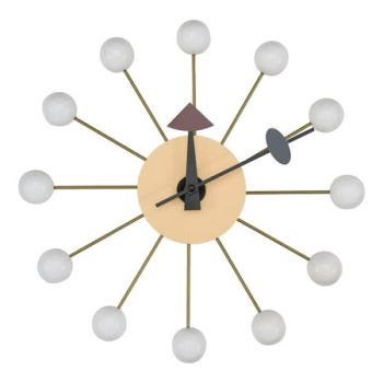 LeisureMod Concordia Modern Design Round Balls Silent Non-Ticking Wall Clock, White