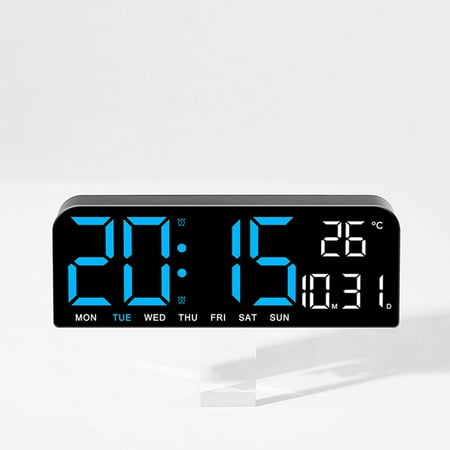 MagicXflow Digital Wall Clock with Date, Indoor Temperature - LED Digital Clock with Large Number, 12/24Hr Format, Digital Clock with Temperature,Silent Digital Clocks for Seniors Kids