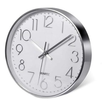 Premium Silver Wall Clock, , Modern Silent Wall Clock Office Kitchen (25cm, Silver)