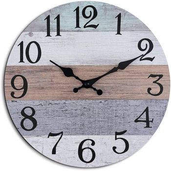 Wall Clock 10 Inch Silent Non Ticking Wall Clocks Battery Operated,Rustic Vintage Clock for Bathroom Kitchen Bedroom Office Living Room(Grey)