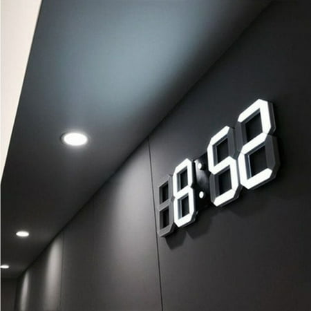 3D Led Wall Clock, Modern Digital Alarm Clock with 24 or 12 Hour Display