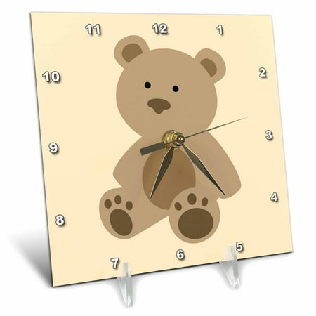 3dRose Cute teddy bear - Desk Clock, 6 by 6-inch