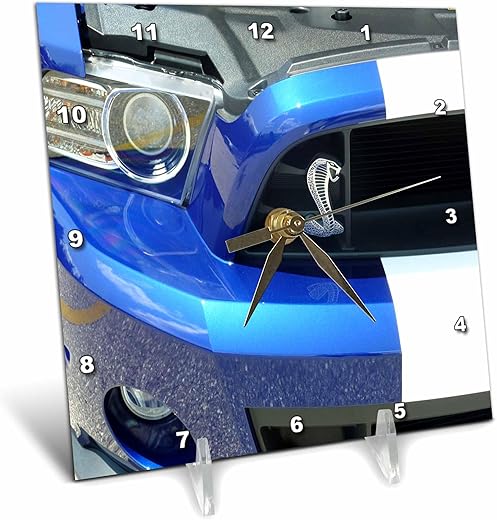 3dRose dc_62394_1 New Mustang Cobra Beauty Desk Clock, 6 by 6-Inch