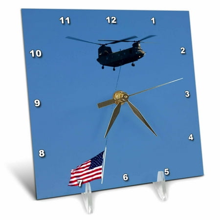 3dRose Seattle, Boeing Chinook Helicopter at Seafair - US48 JWI1185 - Jamie and Judy Wild, Desk Clock, 6 by 6-inch