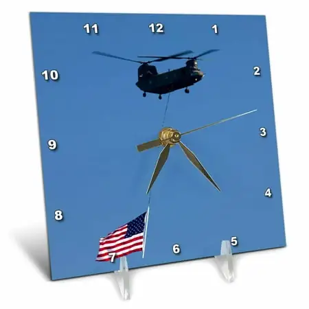 3dRose Seattle, Boeing Chinook Helicopter at Seafair - US48 JWI1185 - Jamie and Judy Wild, Desk Clock, 6 by 6-inch