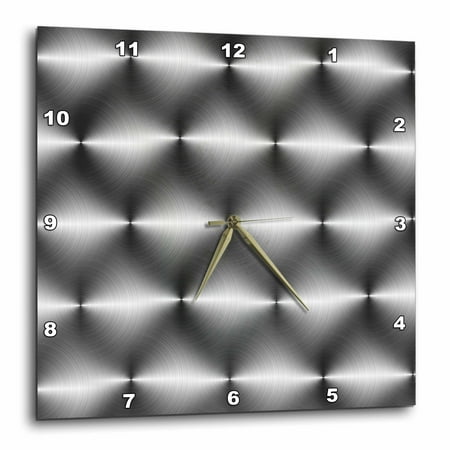 3dRose Stainless abstract pattern steel circular brushed aluminum round silver - Wall Clock, 10 by 10-inch