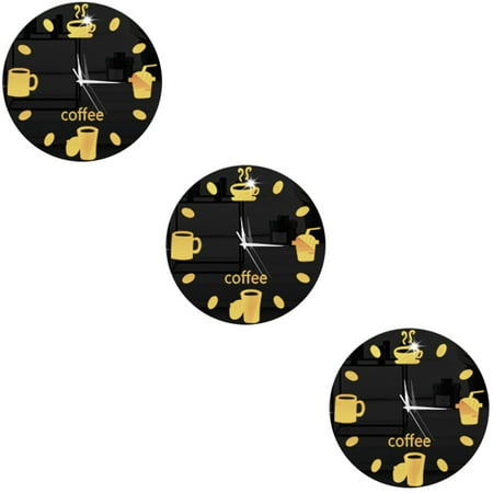 3 PCS Wall Clock Fridge Magnet Refrigerator Stickers Coffee Cup