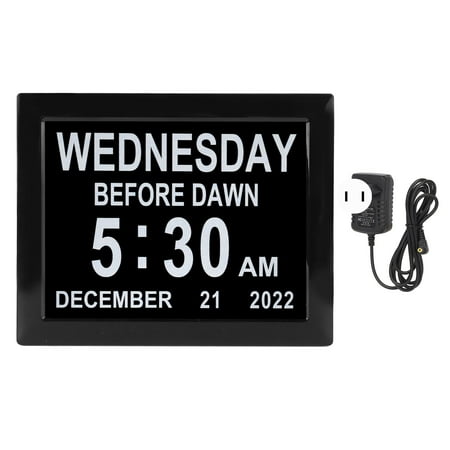 8inch Digital Day Calendar Clock Alarm Reminders Auto Dimming Large Display Elderly Digital Clock 110?240V US Plug