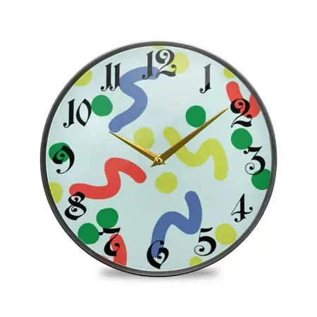 9.5 Round Silent Wall Clocks Blue and Yellow Green Acrylic Battery Operated Clock Non-Ticking Clocks Bedroom Living Room Home Decorative