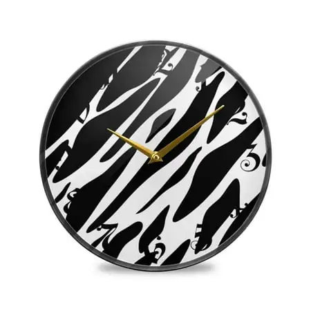 9.5 Round Silent Wall Clocks Zebra Black and White Acrylic Battery Operated Clock Non-Ticking Clocks Bedroom Living Room Home Decorative