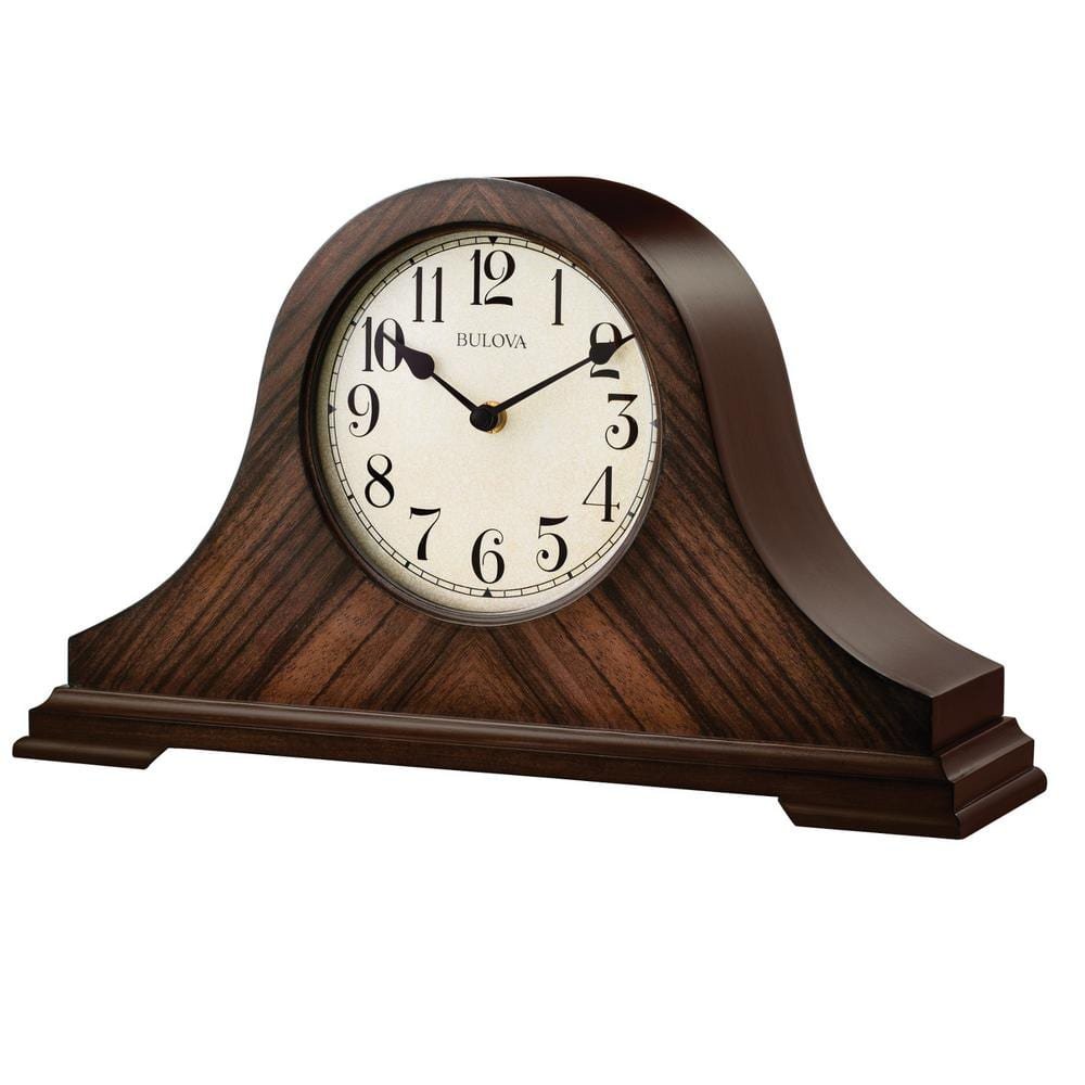 9 in. H x 15.25 in W Walnut Traditional Table Clock with...