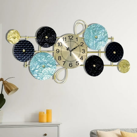 Accent Collection 35 inch Large Decorative Metal Wall Clock Black, Gold, Silver