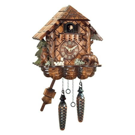 Alexander Taron 9.75 Engstler Battery-Operated Carved Bears Full Size Cuckoo Wall Clock