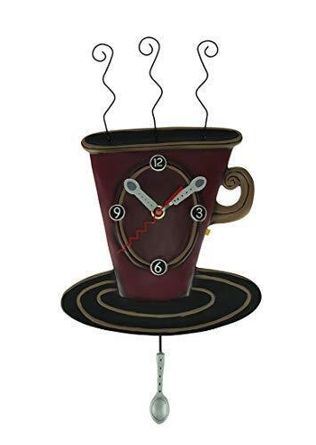Allen Designs "ozy Cafe Whimsical Coffee Cup Pendulum Wall Clock P1758