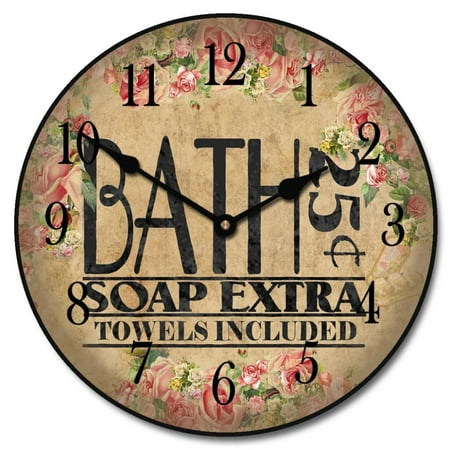 Antique Bath Large Hanging Wall Clock | Beautiful Crisp Lasting Color | Comes In 8 Size