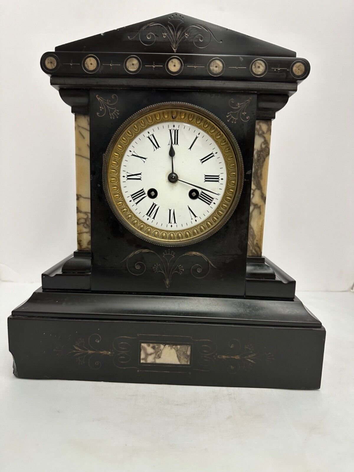Antique French Slate Marble Mantel Clock