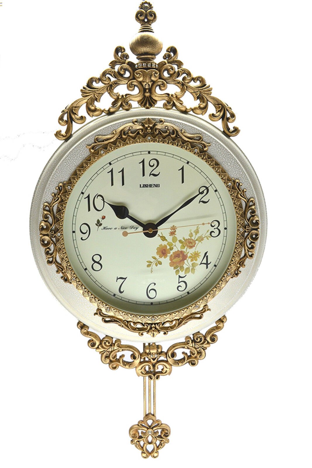 Antique Linseng Wooden Pendulum Ivory Wall Clock