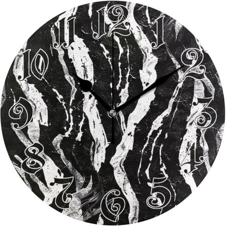 ANYWAY.GO Wall Clock - Silent Non-Ticking, Battery Operated, 10 Inch Zebra Stripes Black Clock Decorative for Home, Bedroom, Living Room - Modern Decor Wall Clock