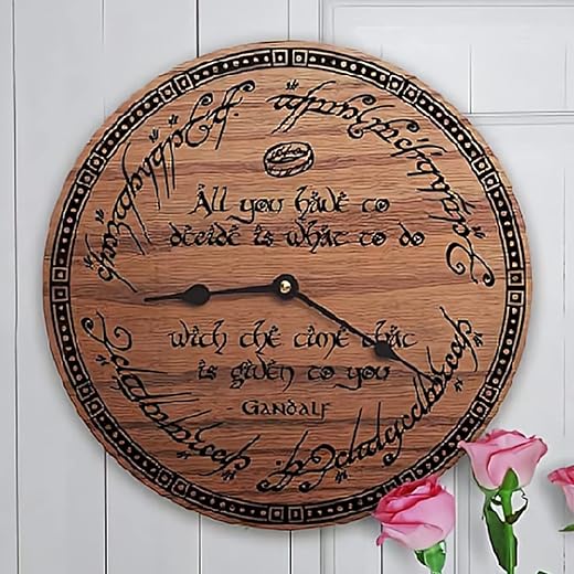 ArogGeld Lord of The Wall Clock Rings Hobbit Tree Life Round Clocks Decor 15 Inch Battery Operated Large Decorative Silent Wood Hanging for Bedroom Living Room Clo