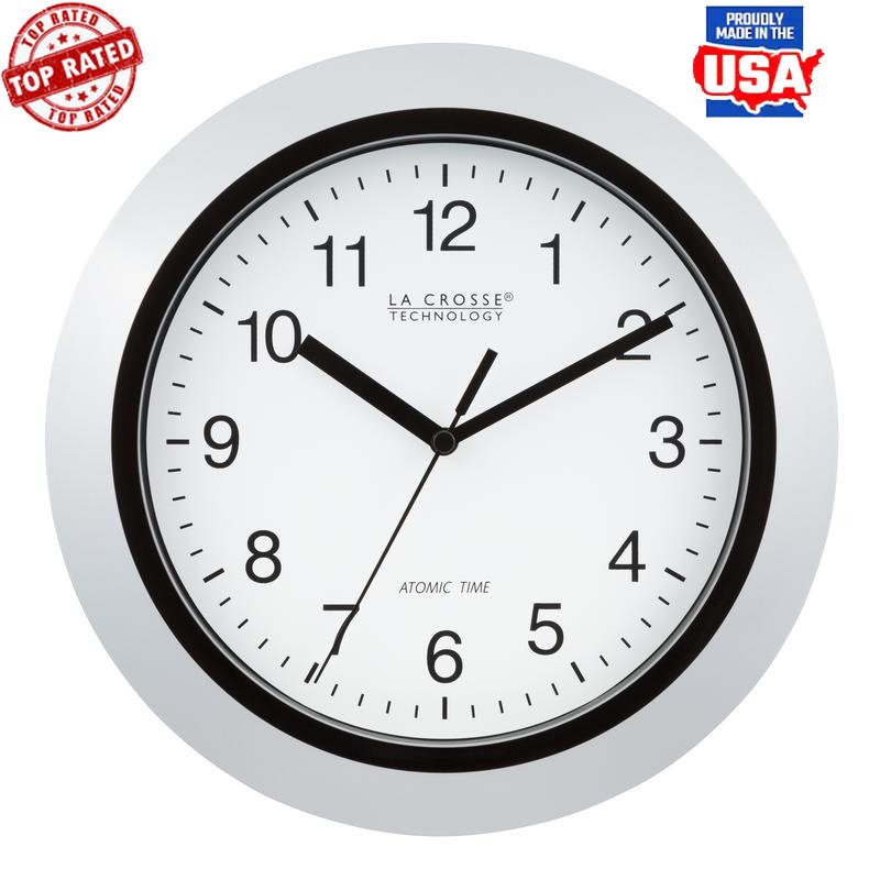 Atomic Analog Wall Clock 10-In Radio Controlled Accurate Time Display White New