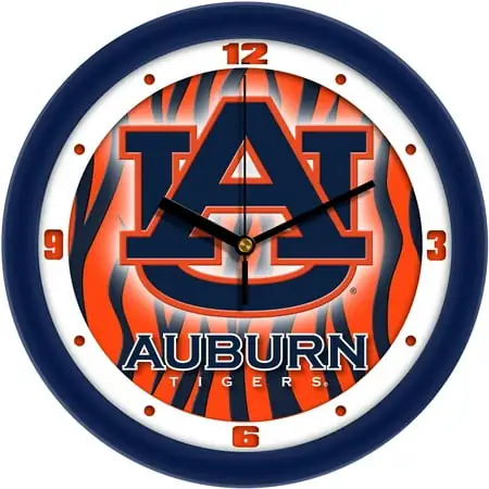 Auburn Tigers 11.5'' Suntime Premium Glass Face Dimension Wall Clock