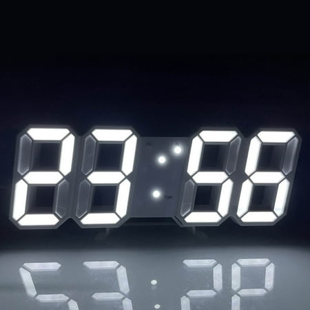 AURIGATE Multicolor LED Digital Wall Clock Alarm Clocks with APP Control, 3D LED Light Decorate Clocks with 5 Levels Brightness/Time/Date/Temperature Display, for Kitchen Bedroont Office