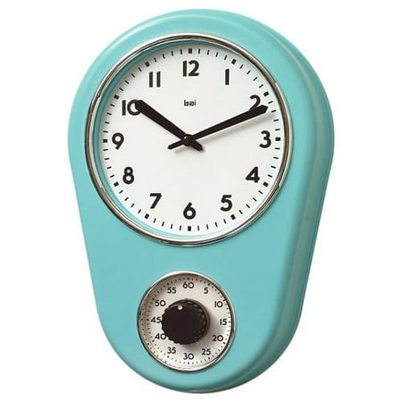 Bai Retro Kitchen Timer Wall Clock, Turquoise