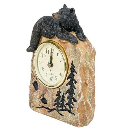 Bear Lying on a Rock Resin Decorative Tabletop Clock