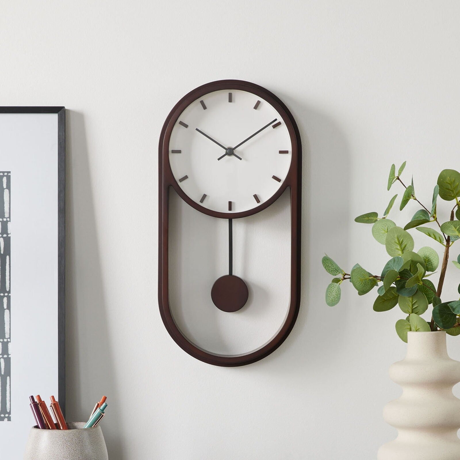 Better Homes & Garden Indoor Faux Wood Pendulum Analog Wall Clock