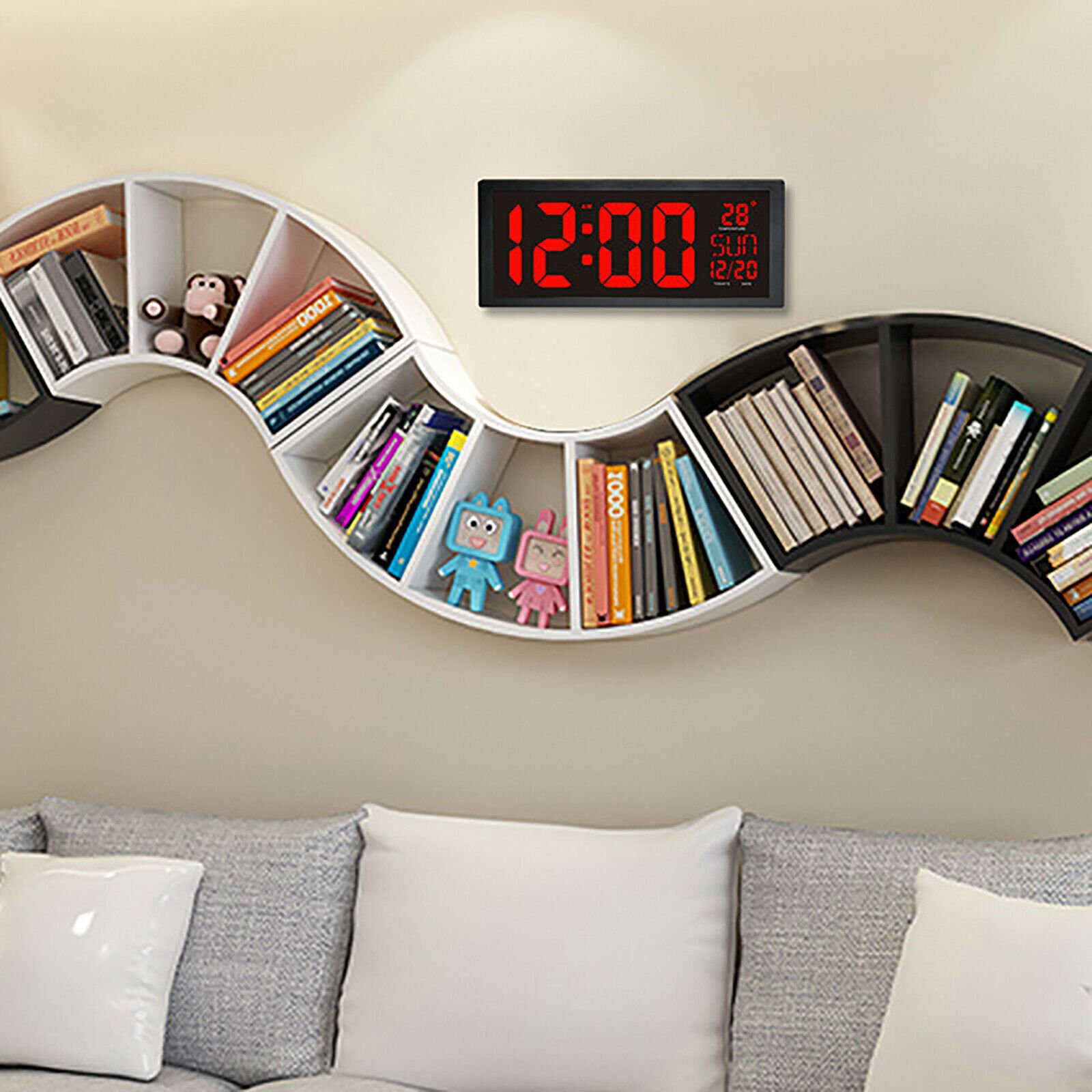 Big Digital Clock Wall Mount Large Numbers LED Display Day Date & Thermometer US