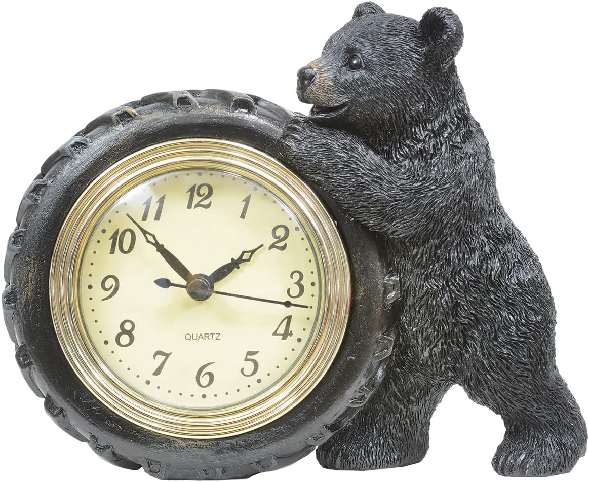 BLACK FOREST DECOR Playful Bear Cub Desk Clock