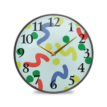 Blue and Yellow Green Wall Clocks Battery Operated 9.5 Inch Round Clock Acrylic Silent Non-Ticking Bedroom Living Room Decorative Clocks