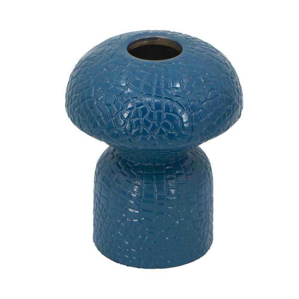 Blue Crocodile Textured Aluminum Flower Vase