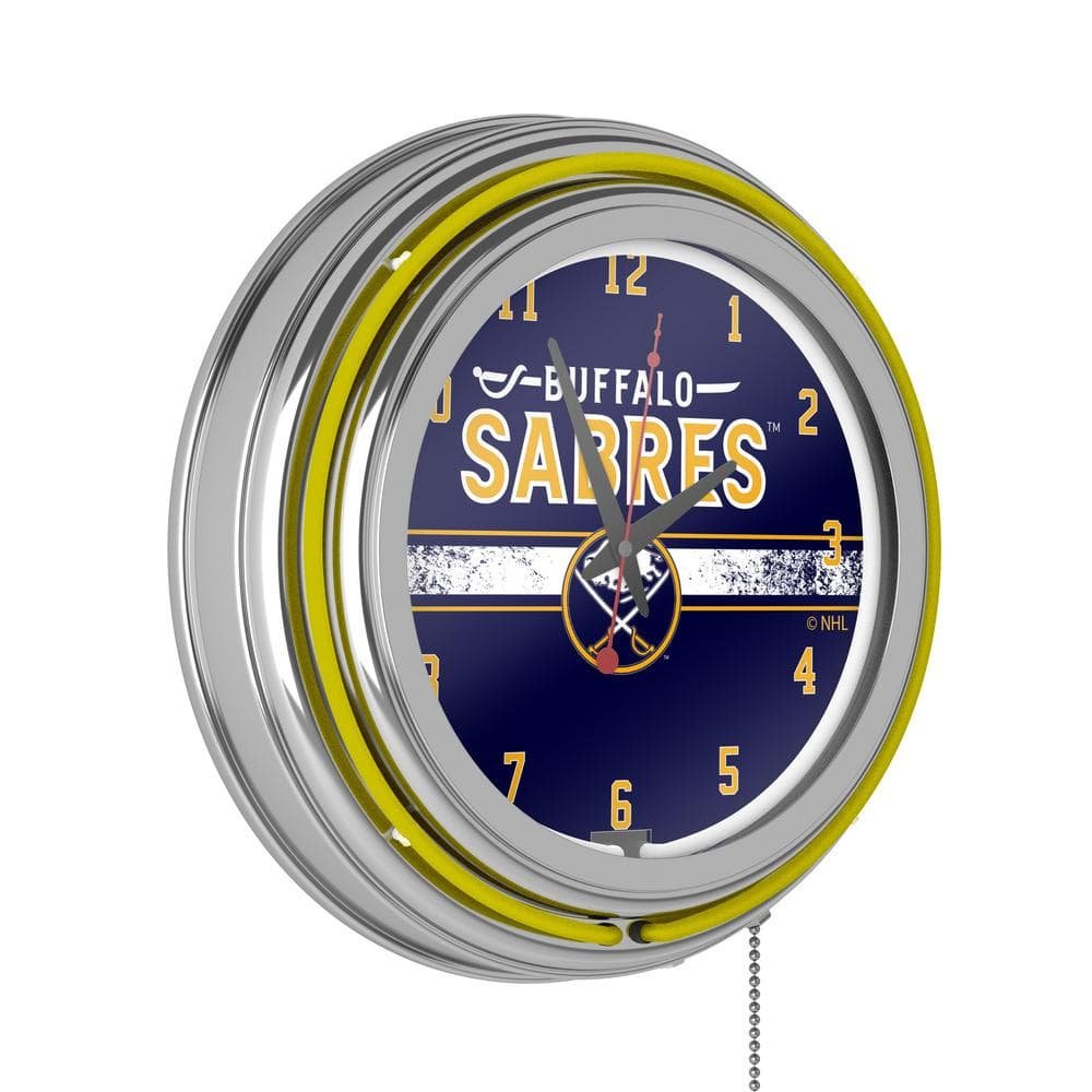 Buffalo Sabres Yellow Logo Lighted Analog Neon Clock