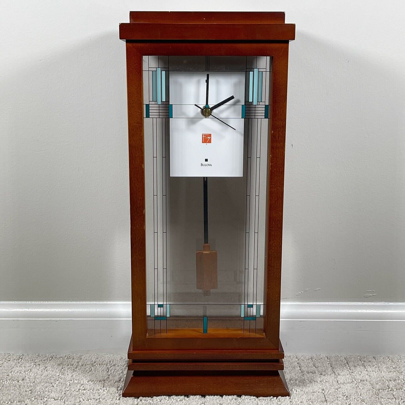 Bulova B1839 Willits Frank Lloyd Wright Mantel Clock 14" Walnut Finish RARE MINT