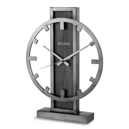 Bulova B1864 Silver Streak Contemporary Metal Silent Open Tabletop Clock