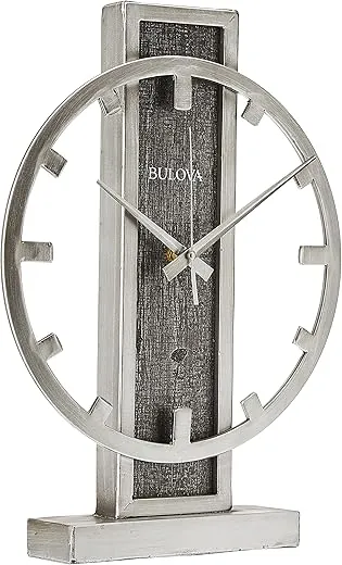 Bulova B1864 Streak Tabletop Clock, Aged Silver-Tone 2.63 x 12 x 16