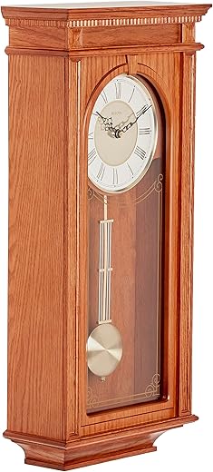 Bulova C4419 Manorcourt Chiming Clock, Golden Oak Finish, Brown