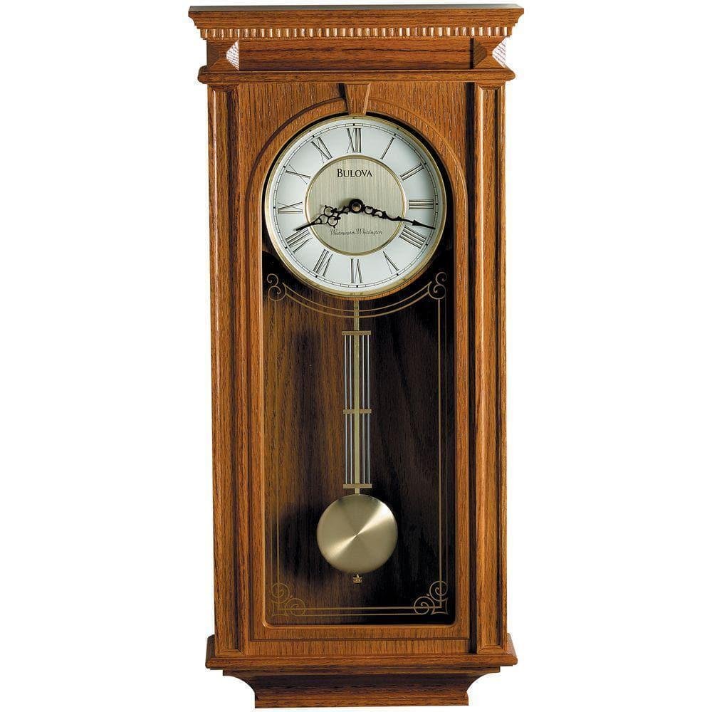 Bulova Pendulum Chime Wall Clock 11.25"W x 24.25"H Quartz w/ (3) AA Batteries