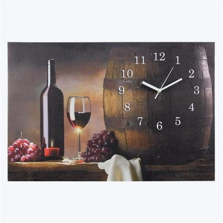 Canvas Wine Wall Art with LED Light & Clock