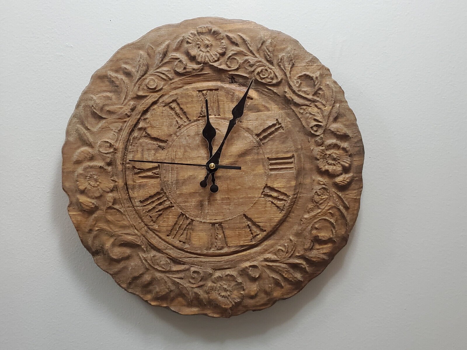 Carved Wood Clock - 100% Real Wood Carvings
