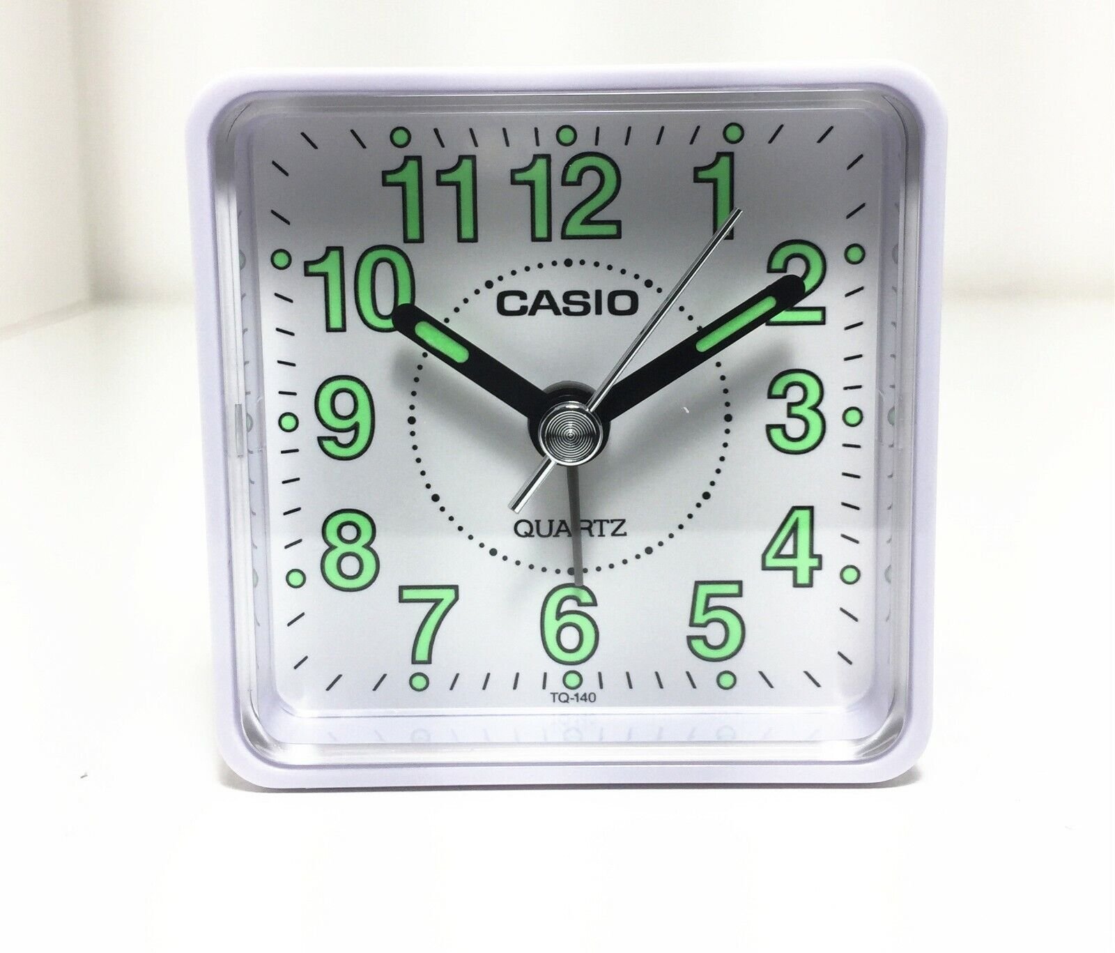 Casio TQ140-7D Travel Clock Quartz Alarm Clock Neobrite White Case w Battery NEW